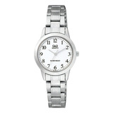 Reloj Q&q Qyq Q947j204y Casual Acero Mujer Dama + Estuche Color De La Correa Plateado