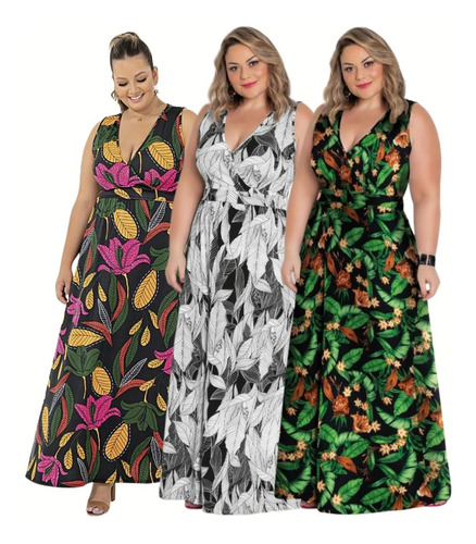 Vestido Transpassado Evangélico Plus Size 46 A 64 Festa