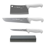 Combo Carnicero Cuchillo Deshuese Hacha  + Piedra -starrett