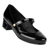 Zapato Mujer Mocasín Vestir Tacón Negro Stfashion 00304104