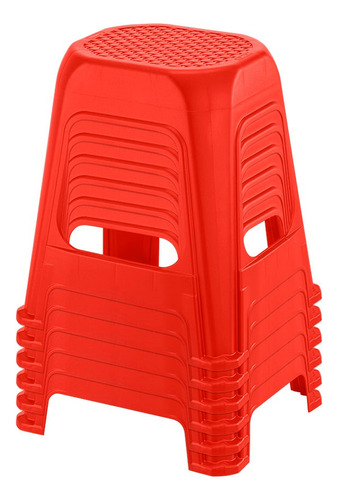 Butaco Grande Rimax Set X 6 Und Acabado De La Estructura Rattan Color Rojo