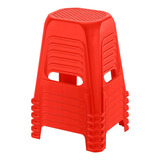 Butaco Grande Rimax Set X 6 Und Acabado De La Estructura Rattan Color Rojo