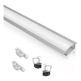 Kit 7 Perfil De Led Aluminio 2m Embutir Gesso + Presilhas 