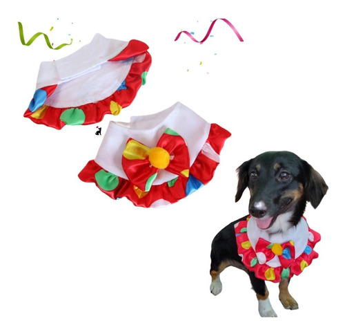 Bandana Palhacinho Ajuste Por Velcro Cachorro E Gatos Pet