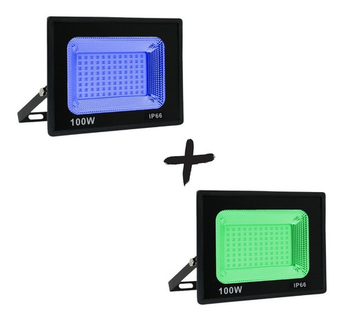 Refletor 100w Led Holofote Verde/azul 110/220 Prova D'água