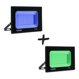 Refletor 100w Led Holofote Verde/azul 110/220 Prova D'água