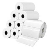 10 Rolos Etiquetas Couche Adesiva 100x50 Mm 10x5 Cor Branco Mtag Etiquetas