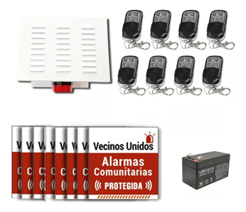 Alarma Comunitaria 15w + 7 Cartel + 8 Controles + Envio