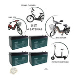 Kit 4 Baterias 12v 15ah Bike Triciclo Elétrico Duos Fox 800w