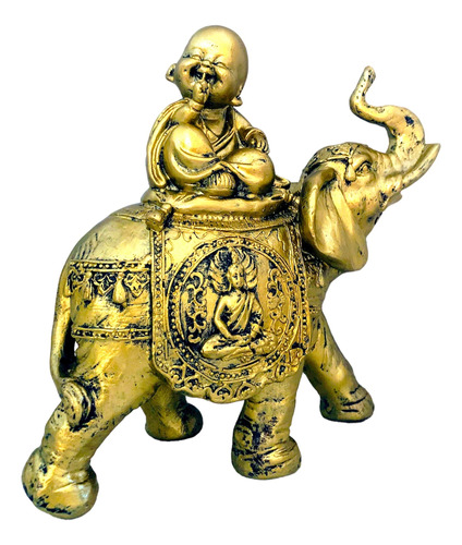 Estatua Buda Silencio Elefante Indiano Decoração De Estante