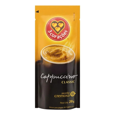 3 Corações cappuccino clássico sachê 20 g café instantâneo sem glúten sachê 20 g | Frete grátis