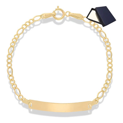 Pulsera Esclava Placa Oro 10k 14cm 2.5mm Bebe Bautizo Niño Figaro Bebe Oro 10 Kilates Joyería Fina Oro 10 Kilates Regalo Bebe Niña Niños Esclava De Oro 10k Oro Amarillo 10 Quilates | Envío gratis