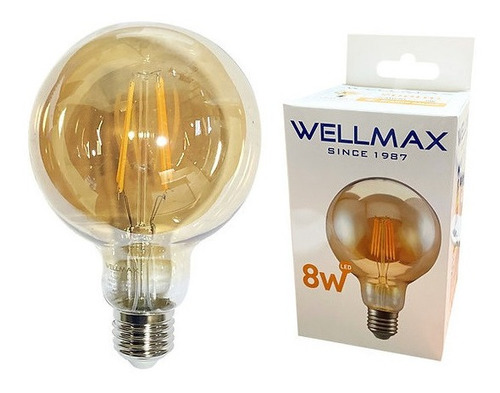 Ampolleta Led Linea Deco Vintage 8w G95 Certificada Wellmax