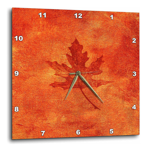 3drose Dpp__3 Reloj De Pared Grande Con Hoja De Arce Naranja