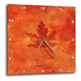 3drose Dpp__3 Reloj De Pared Grande Con Hoja De Arce Naranja