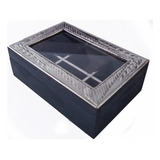 Caja De Te 6 Divisiones Alpaca Madera Vidrio, Oferta !!