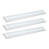 3 Lâmpadas Led Tubular Linear Slim 120cm  6000k Completa 40w