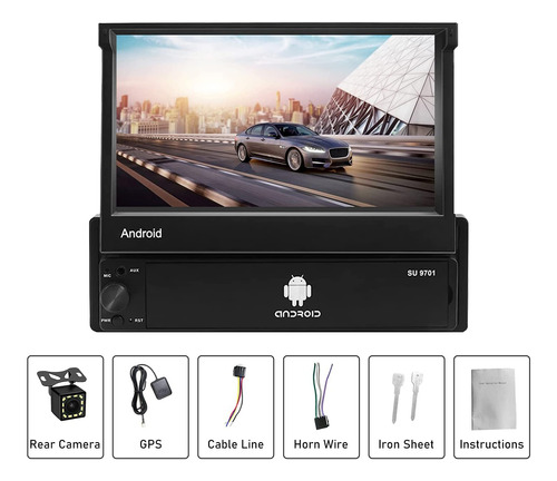 7 Pulgadas Android Coche Estéreo Gps Retráctil Solo Din
