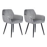 Set 2 Sillones Eames Tapizados Vintage Silla Sala Brazo Gris