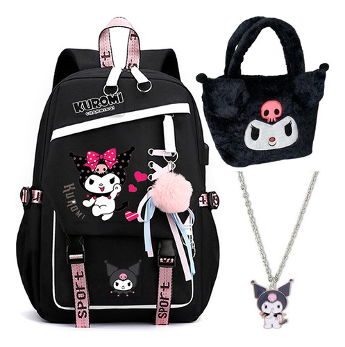 Mochila Kuromi Kawaii, Mochila Y Bolso De Mano, 3 Unidades/k