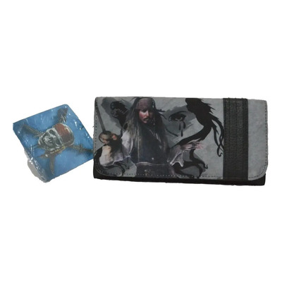 Cartera Jack Sparrow Piratas Del Caribe Loungefly Chequera Gris/negro