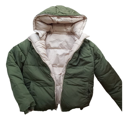 Campera Puffer Corta Inflable Abrigo Mujer Reversible 