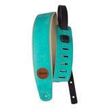 Correia Alça Basso Guitarra Baixo Violão Linha Classic Suede Cor Aqua Conforme Descrição