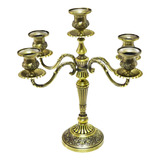 Candelabro Metálico De 5 Velas De 36 Cm De Altura