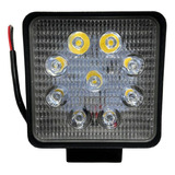 Faro 9 Led Cuadrado 27 Watts 12/24v Disipador Chico