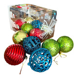 Set De 12 Piezas Esferas De Colore Navideñas Decorativas 6cm