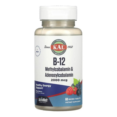 Suplemento Vitamina B12 2000 mcg KAL Metilcobalamina y Adenosil 60 Comprimidos | Envío gratis