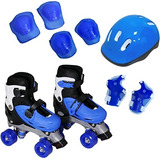 Patins Roller Azul G Com Kit De Proteção Importway Bw017azg