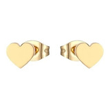 Aretes Pendientes Color Oro Acero Corazón Pequeño Para Mujer