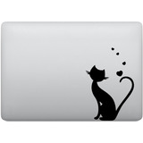 Adesivo Para Notebook Gato Preto Corações Amor Love Macbook