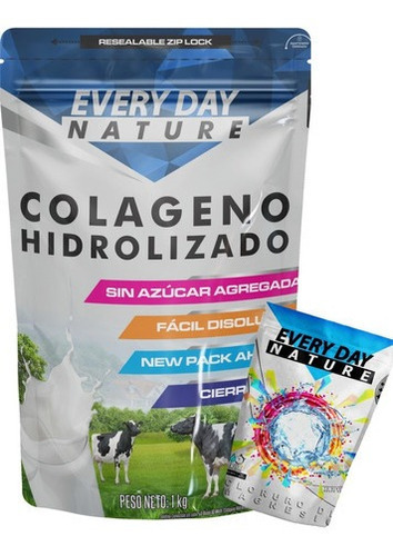 Colageno Hidrolizado 1 Kg Peptidos Puros Edn Nutrition + 250 Gr Cloruro De Magnesio Combo Suplemento Natural Aprobado Natural Puro