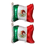 2 Globos Bandera Mexicana Con Asta 50 Cm Fiesta Mexicana