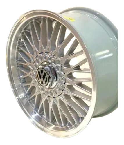 02 Rodas Bbs Ballina Gol Quadrado Aro 17 4x100 (2 Un)+bicos Cor Prata Com Borda Diamantada