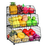 Cesta De Frutas Y Verduras Apilable De 3 Niveles Para Frutas