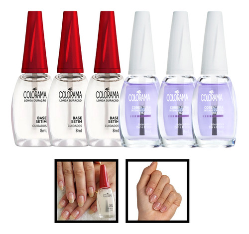 Kit Esmaltes Colorama 3 Base Setim + 3 Extra Brilho Roxinho