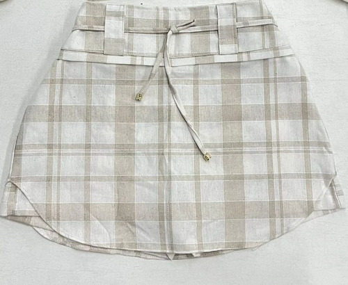 Shorts Saia De Linho Alfaiataria Moda Feminina