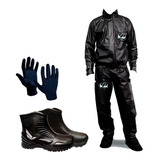 Kit Equipo Lluvia Pantaneiro + Botas + Guantes En Fas Motos