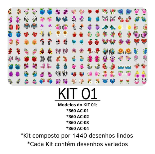 Kit 1440 Adesivos De Unhas Artesanais 3d Películas Pequenas