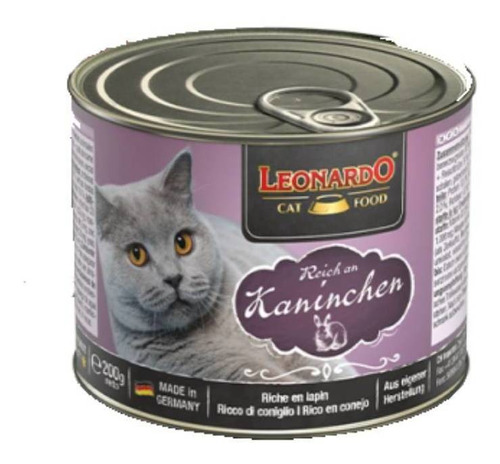 Alimento Leonardo Quality Selection Para Gato Adulto Sabor Conejo En Lata De 200g