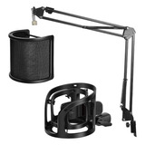 Soporte Para Micrófono Brazo + Filtro Antipop + Shockmount P