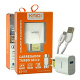 Carregador Micro Usb V8 Kaidi Original Turbo - Cabo + Fonte