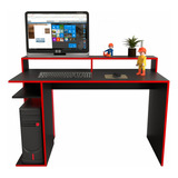 Escritorio Gamer Pc + Espacio Para Monitor Baires4 Color Rojo