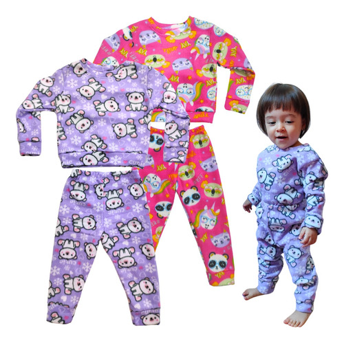 2 Conjuntos Pijama Infantil Quentinho Soft Frio Inverno
