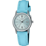 Reloj Casio  Ltpv002 Mujer Correa Azul Personalizado Gratis