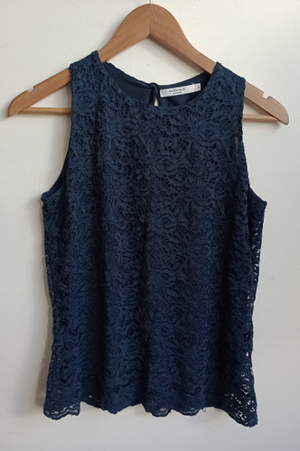 Blusa De Encaje Piazza Italia Talle S Azul Musculosa Remera