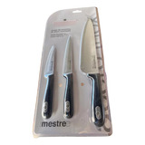 Set De 3 Cuchillos De Acero Inoxidable Magefesa